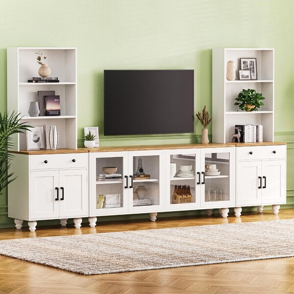 Entertainment Wall Units Includes 2 Tall Cabinet and TV Stand White Walnut Bed Bath Beyond 42141567